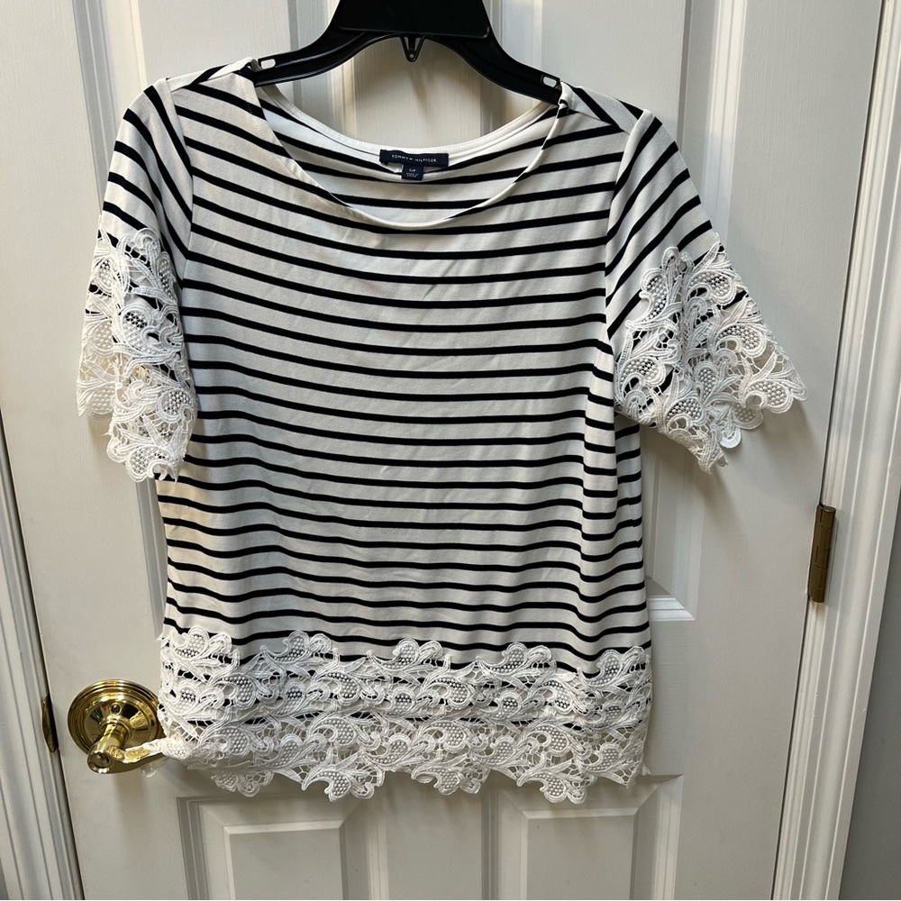 Tommy Hilfiger striped and lace top